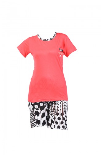 Short Sleeve Pajama Suit 0001-02 Pomegranate Flower 0001-02