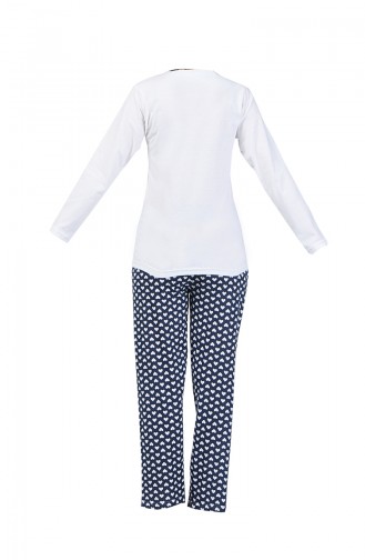 Geknöpftes Pyjama Set 2100-01 Weiss 2100-01