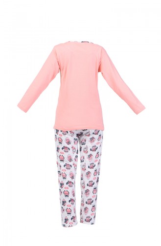 Düğmeli Pijama Takım 2300-02 Somon