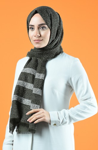 Striped Boucle Shawl 901610-03 Khaki 901610-03