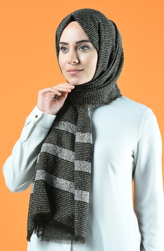 Striped Boucle Shawl 901610-03 Khaki 901610-03