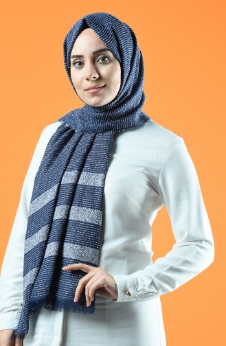 Striped Boucle Shawl 901610-04 Blue 901610-04