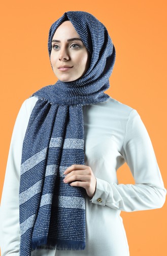 Striped Boucle Shawl 901610-04 Blue 901610-04