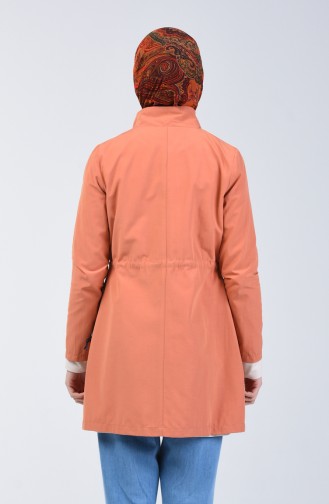 Trench Coat Court à Col Motant 6075-01 Orange Pâle 6075-01