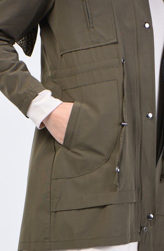 Trench Coat Court à Col Montant 6075-04 Khaki 6075-04