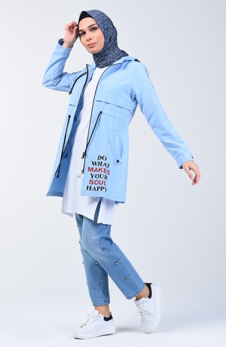 Gemusterter Trenchcoat  6078-04 Babyblau 6078-04