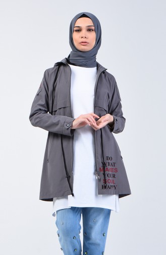 Gemusterter Trenchcoat 6078-05 Anthrazit 6078-05