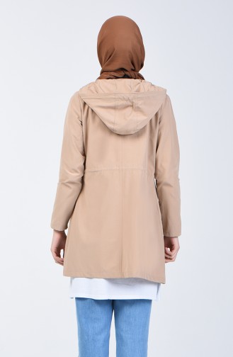 Trench Coat Court Taille Élastique 6079-01 Beige 6079-01