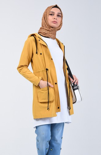 Trench Coat Court Taille Élastique 6079-03 Jaune 6079-03