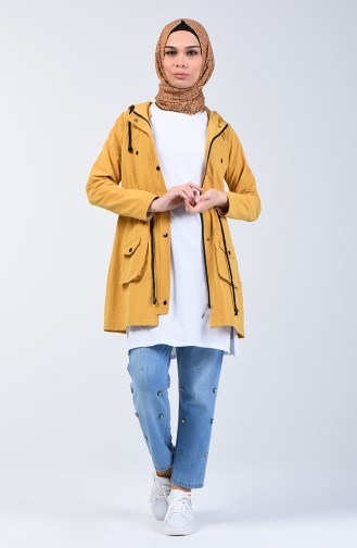 Elastic Waist Short Trench Coat 6079-03 Yellow 6079-03