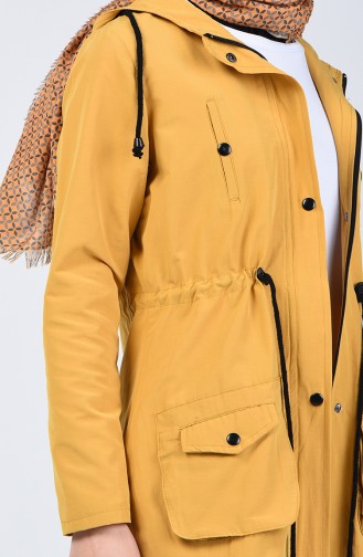 Elastic Waist Short Trench Coat 6079-03 Yellow 6079-03