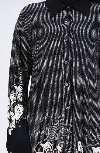 Plus Size Patterned Tunic 7168a-03 Black 7168A-03