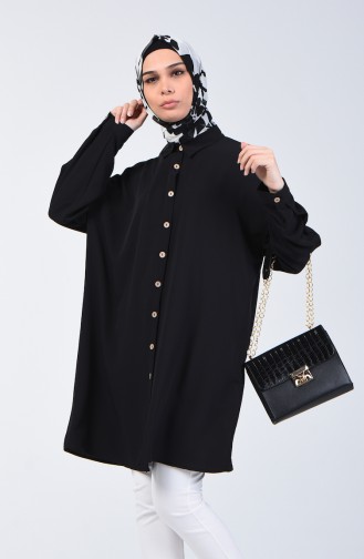 Tunique Chemise à Boutons 1315-01 Noir 1315-01