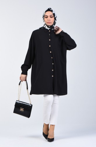 Buttoned Shirt Tunic 1315-01 Black 1315-01