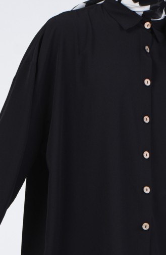 Düğmeli Gömlek Tunik 1315-01 Siyah