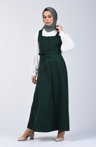 Gilet Kleid mit Band  7130A-01 Smaragdgrün 7130A-01
