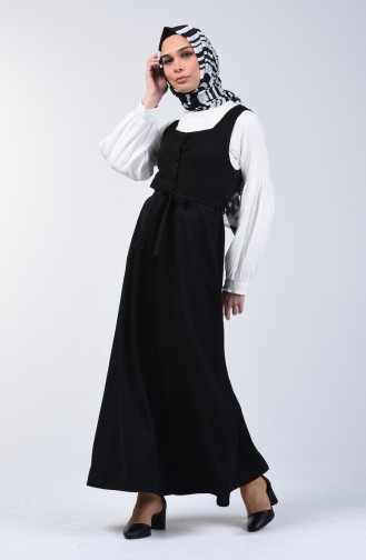 Schwarz Hijab Kleider 7130A-02