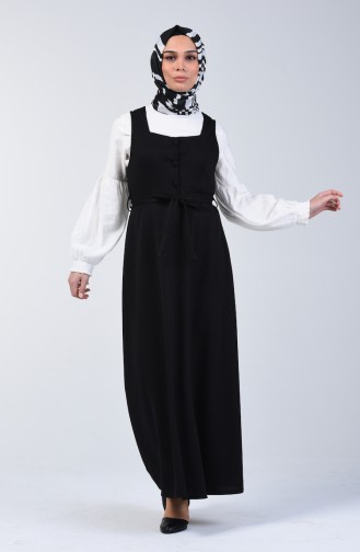 Schwarz Hijab Kleider 7130A-02