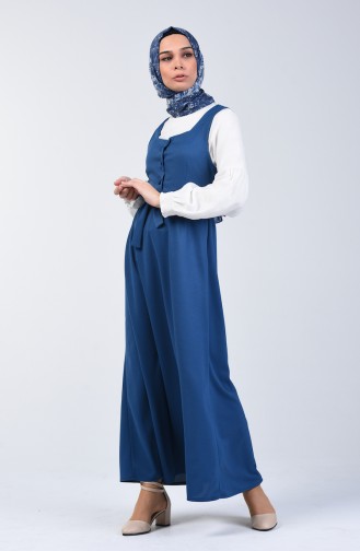 Kuşaklı Jile Elbise 7130A-05 İndigo