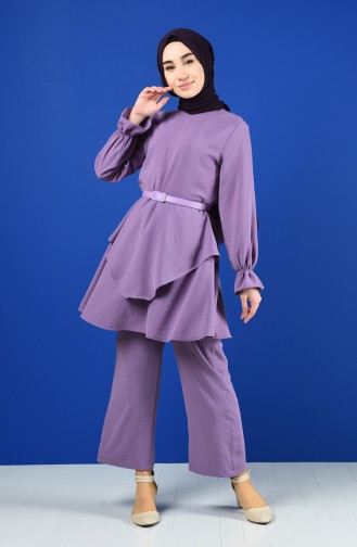 Aerobin Kumaş Tunik Pantolon İkili Takım 6359-03 Lila