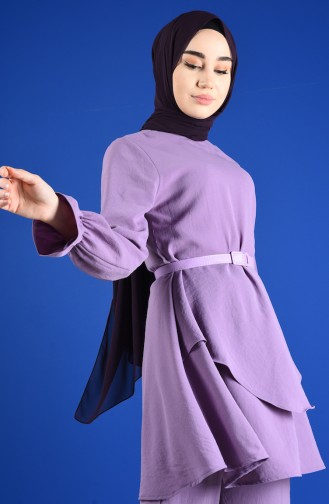 Aerobin Kumaş Tunik Pantolon İkili Takım 6359-03 Lila