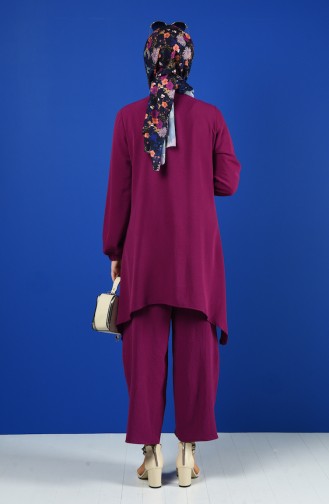 Aerobin Fabric Asymmetric Tunic Trousers Double Suit 6329-12 Plum 6329-12