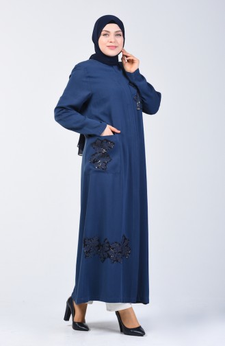 Grösse Grosse Pailletten Hijab-Mantel 0370-01 Indigo 0370-01