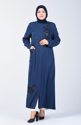 Grösse Grosse Pailletten Hijab-Mantel 0370-01 Indigo 0370-01