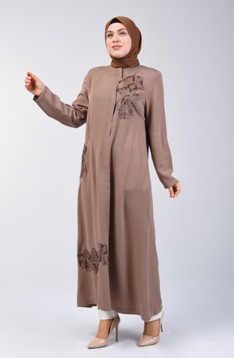 Grösse Grosse Pailletten Hijab-Mantel 0370-02 Milschkaffee 0370-02