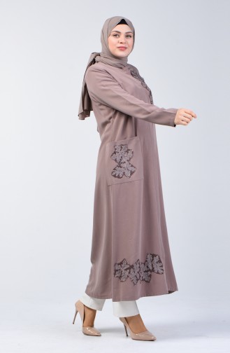 Grösse Grosse Pailletten Hijab-Mantel 0370-05 Nerz 0370-05