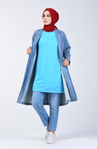 Basic Long T-shirt 8131-06 Turquoise 8131-06