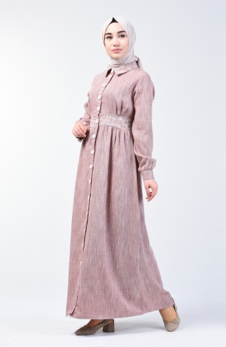 Beige-Rose Hijab Kleider 7039-01
