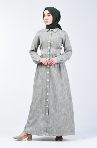 Green Almond Hijab Dress 7039-03
