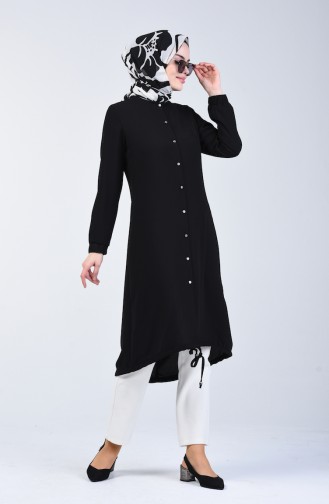 Buttoned Linen Tunic 5539-01 Black 5539-01