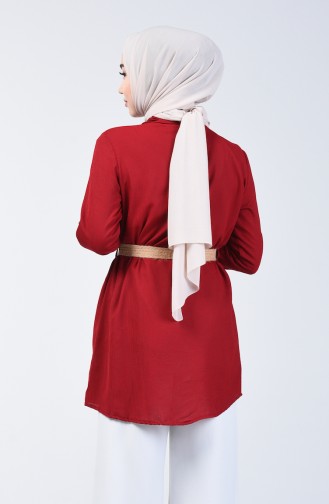 Belted Tunic with Pockets 1632-01 Claret Red 1632-01