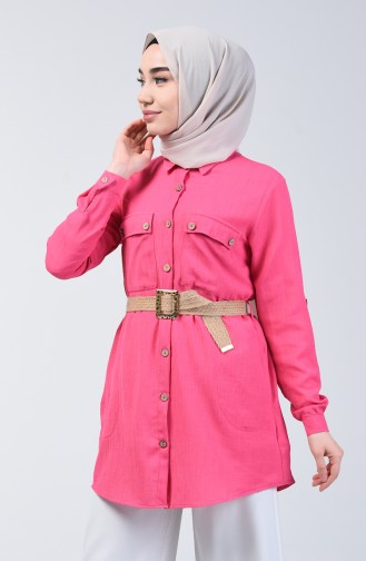 Belted Tunic with Pockets 1632-02 Fuchsia 1632-02