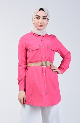 Belted Tunic with Pockets 1632-02 Fuchsia 1632-02