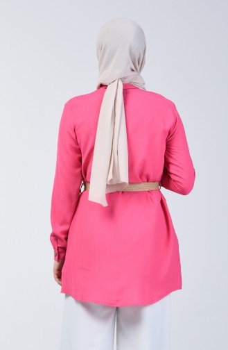 Belted Tunic with Pockets 1632-02 Fuchsia 1632-02