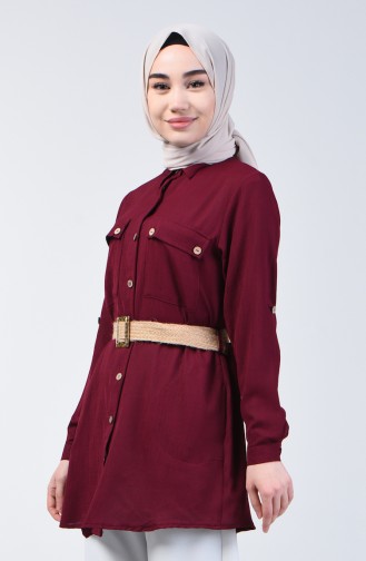 Belted Tunic with Pockets 1632-04 Damson 1632-04