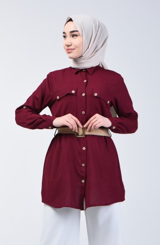 Belted Tunic with Pockets 1632-04 Damson 1632-04