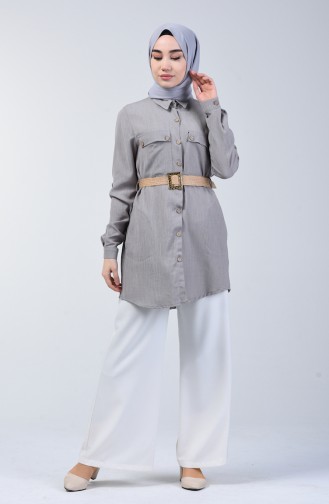 Belted Tunic with Pockets 1632-08 Grey 1632-08