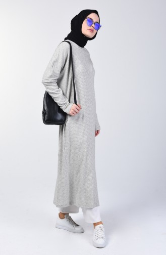 Bat Sleeve Long Tunic 8019-01 Gray 8019-01