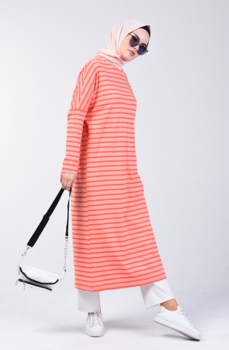 Striped Long Tunic 8020-01 Coral 8020-01