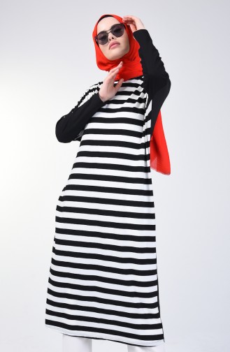 Bat Sleeve Striped Tunic 8022-01 Black 8022-01