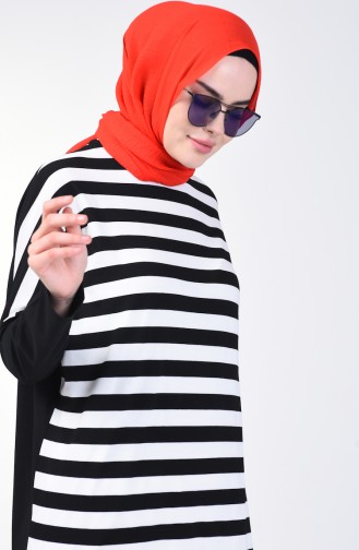 Bat Sleeve Striped Tunic 8022-01 Black 8022-01