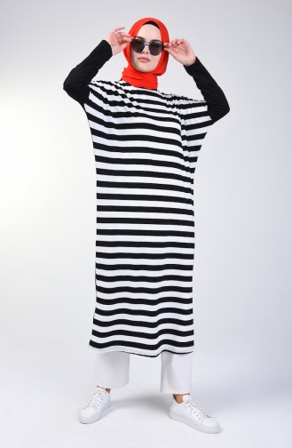 Bat Sleeve Striped Tunic 8022-01 Black 8022-01