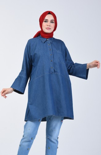 Fledermausarmel Jeans Tunika 4043-01 Dunkelblau 4043-01