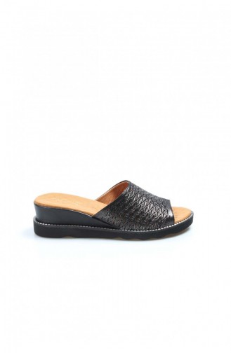 Fast Step Claquette à Talon Compensé D´acier en Cuir Noir 733Za15350 733ZA15350-16781393