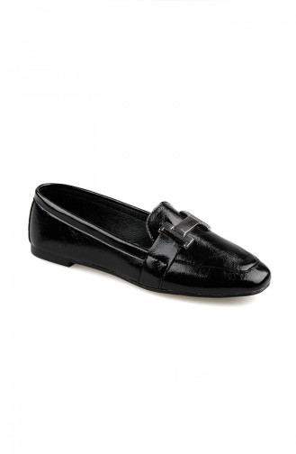 Women´s Buckle Flat shoes 0167-06 Black Patent Leather 0167-06