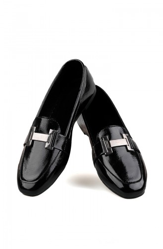 Women´s Buckle Flat shoes 0167-06 Black Patent Leather 0167-06